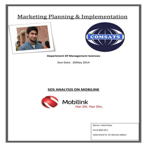 Marketing SOS ANALYSIS ON MOBILINK