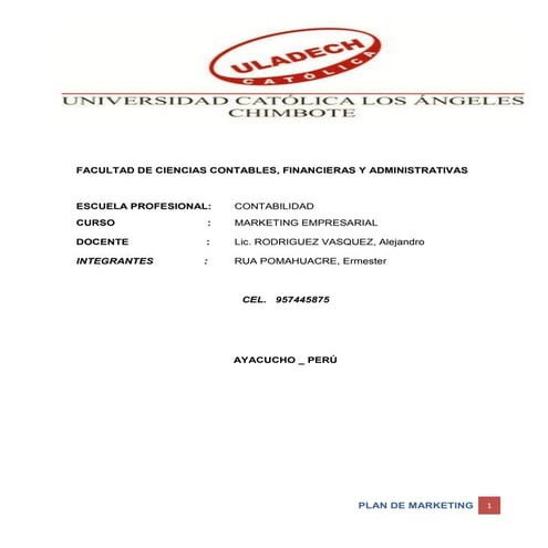 PLAN DE MARKETING. ZAPATERIA ZAPATON 