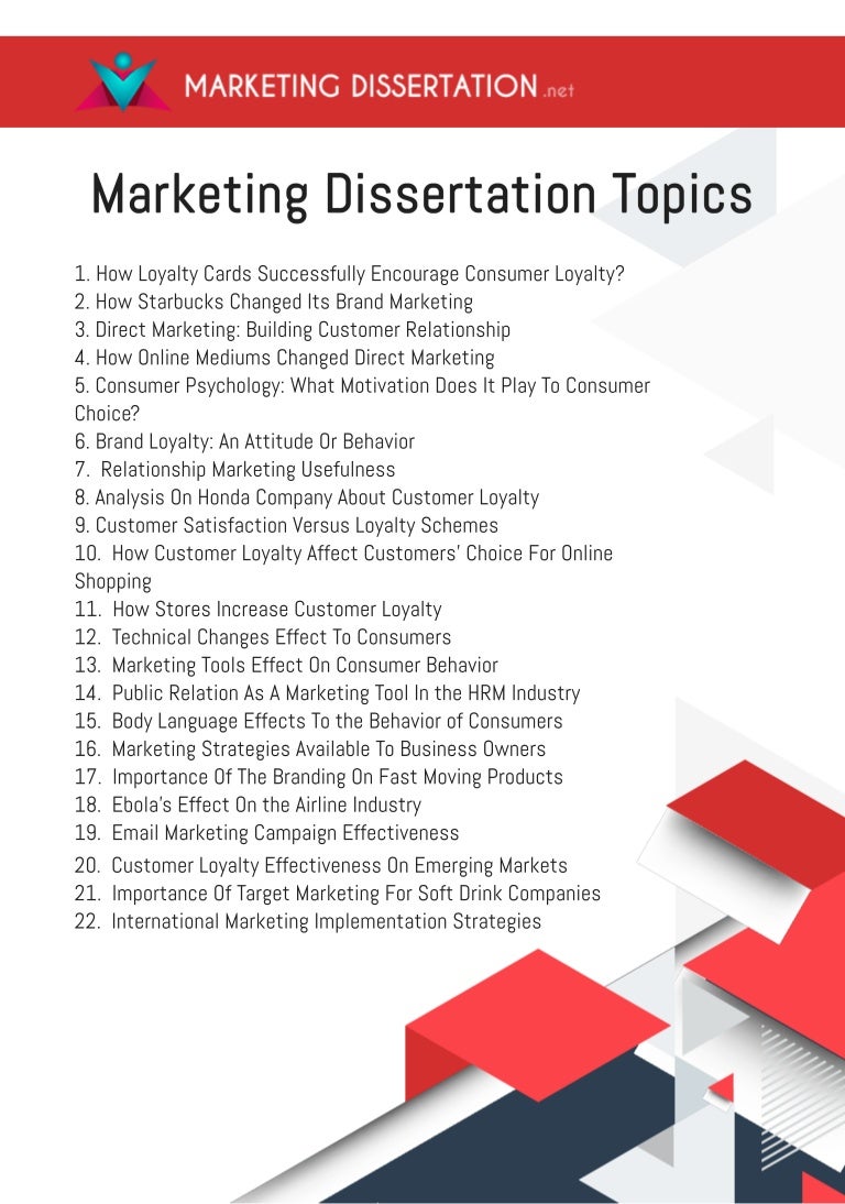 good marketing dissertation topics