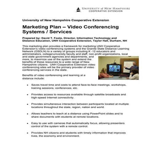 Marketing Plan  Video Conferencing Systems / Services