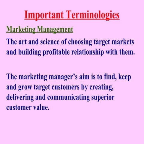 Marketing Terminologies   Marketing