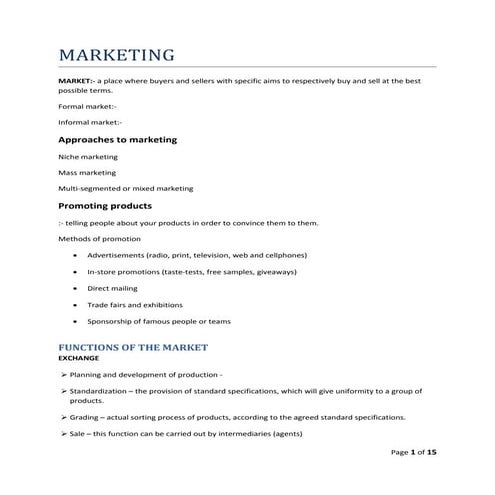 Grade 12 Agricultural science Marketing