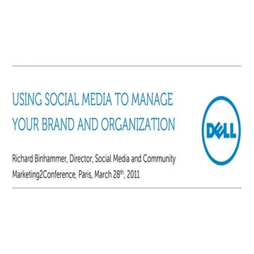 Using Social Media to Manage your Brand and Organization
