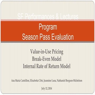 Marketing analytics presentation 2014 - Pricing