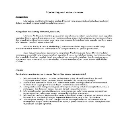 Marketing and sales director