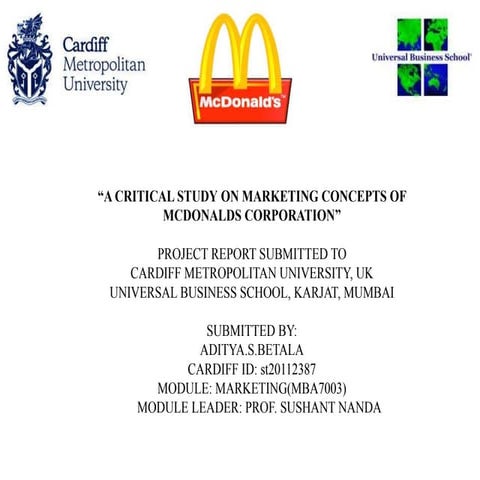 Marketing presentation on Mcdonalds an complete overlook