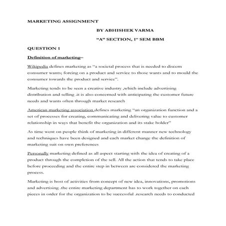 Marketing assignment | DOCX