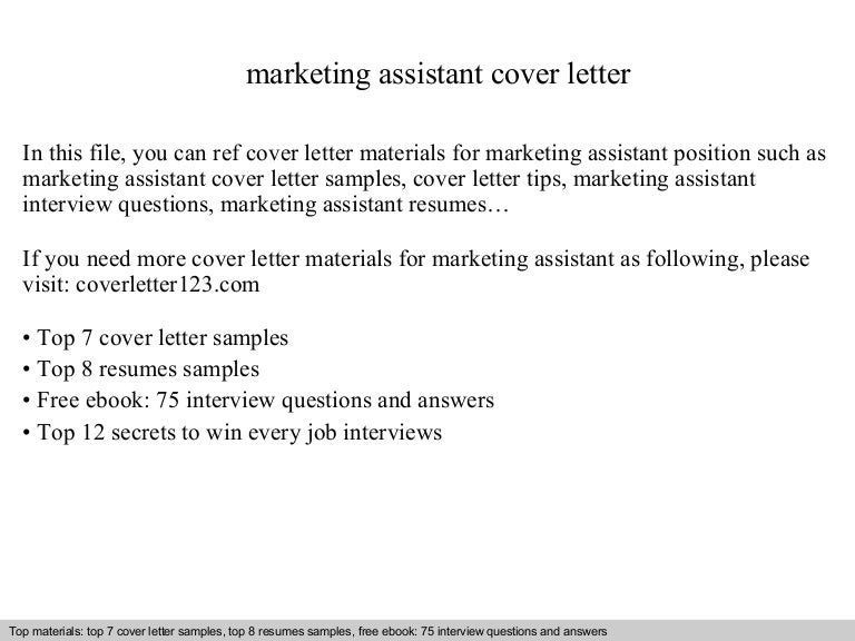marketing assistant cover letters
