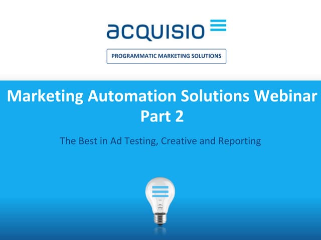 Marketing automation solutions webinar (part 2)