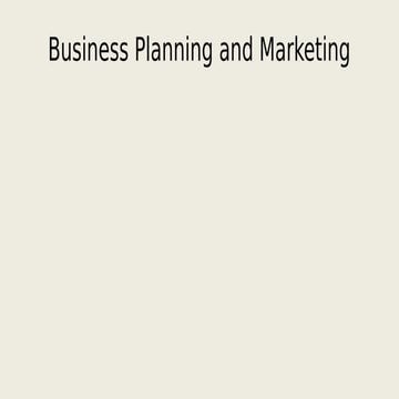 Business Planning and Marketing