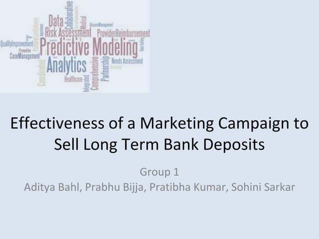 Marketing campaign to sell long term deposits