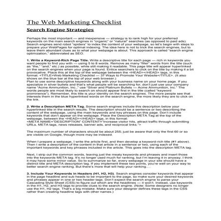 Marketing checklist