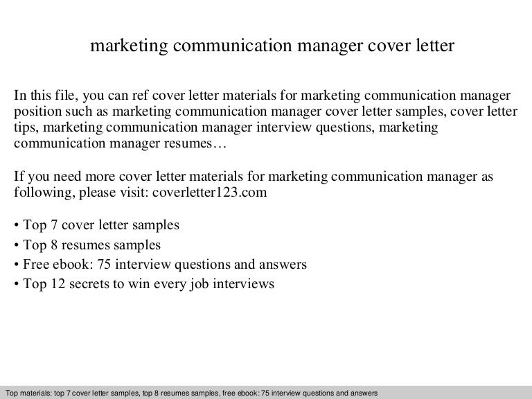 marketing communication manager cover letter communications manager cover letter