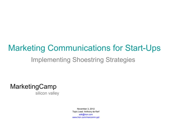 Marketing communications for start ...
