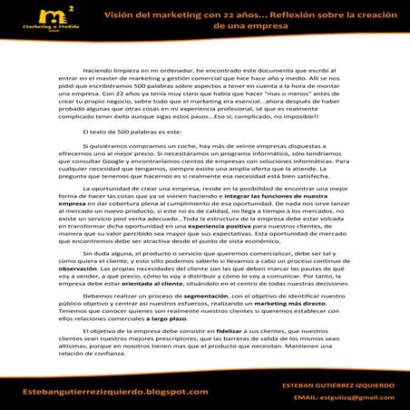 Visión del marketing estratégico con 22 años...