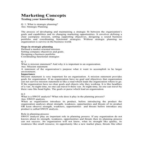 Marketing Concepts