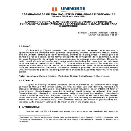 MARKETING DIGITAL E AS REDES SOCIAIS: UM ESTUDO SOBRE AS FERRAMENTAS E ESTRATÉGIAS DE TRÁFEGO ONLINE QUALIFICADO PARA E-COMMERCE