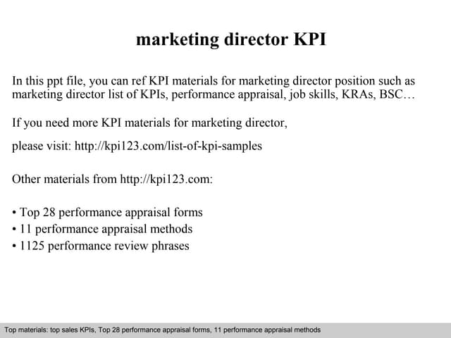 Marketing director kpi