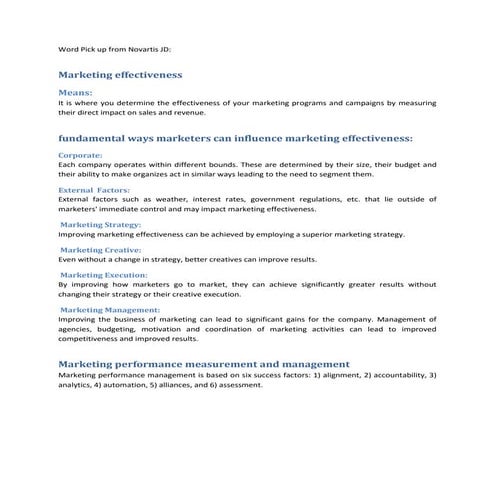 Marketing effectiveness