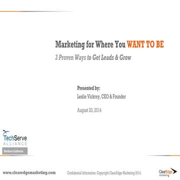 TechServe Webinar: Marketing for Where You Want to Be