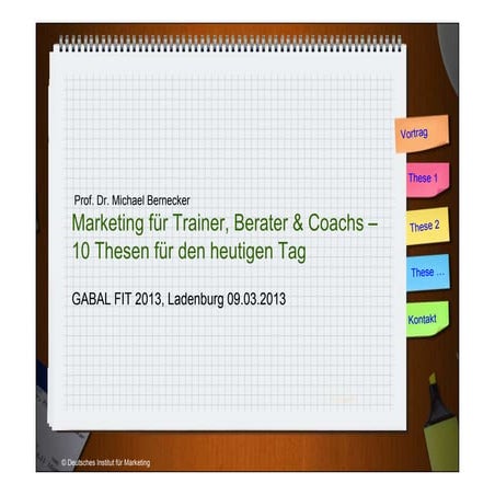 Marketing für Trainer, Berater & Coachs -  Prof. Dr. Michael Bernecker - GABAL FIT 2013