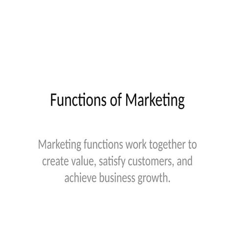 Comprehensive Overview of Marketing Functions for Business Growth and ...