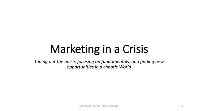 Marketing in a Crisis 