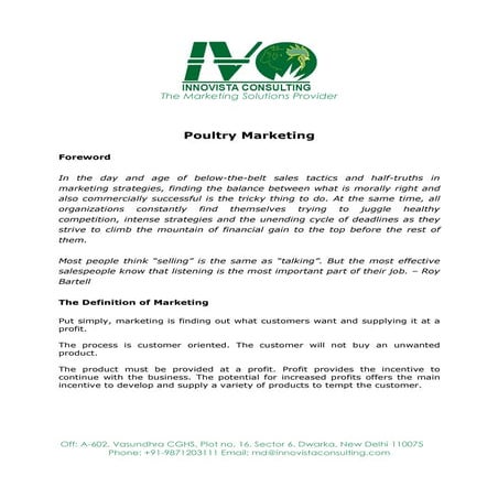 Marketing in poultry