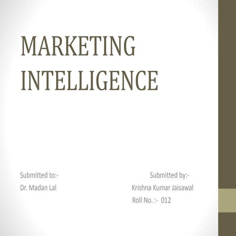 Marketing intelligence