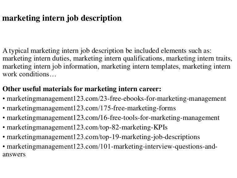 marketing intern job description marketing analyst job description sample