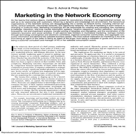 Marketing in the network economy