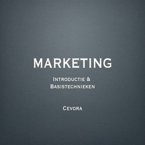 Marketing introductie en basistechnieken