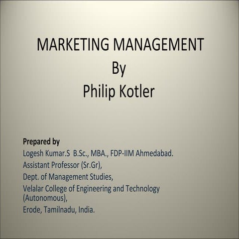 Marketing Management By Philip Kotler 
