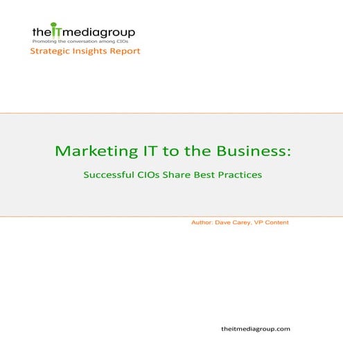 Marketing IT to the Business Strategic Insights Report