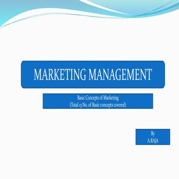 Basic concepts of Marketing management