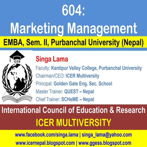 Marketing management   introduction - unit i - EMBA - purbanchal university