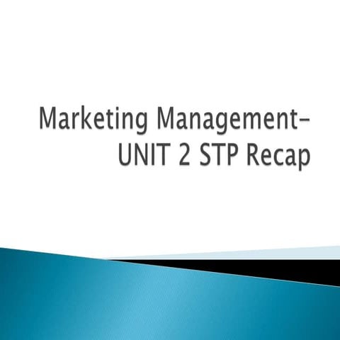 Marketing management  unit 2 recap-STP Strategies