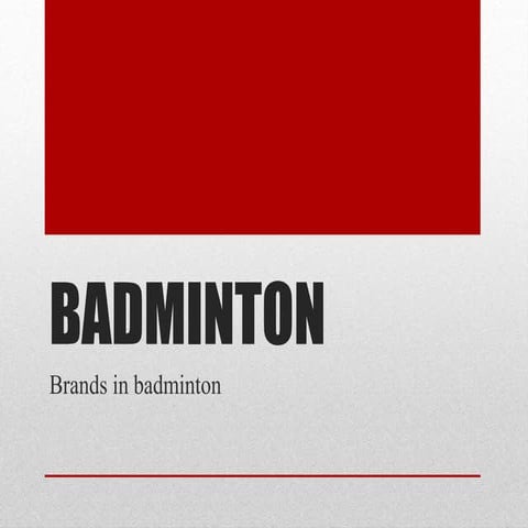 Marketing management - Badminton Brands