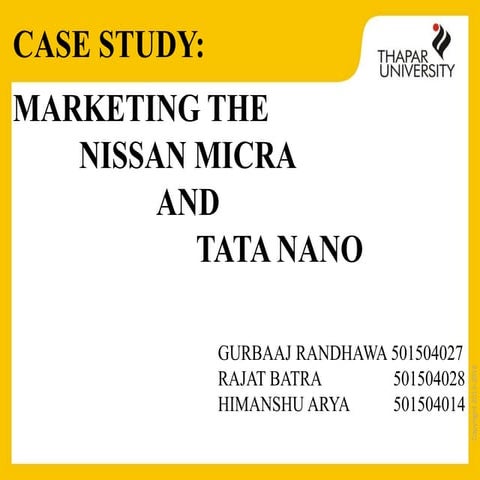 Case Study of Marketing the Nissan Micra and Tata Nano