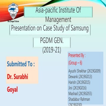Samsung case study Presentation | PPTX