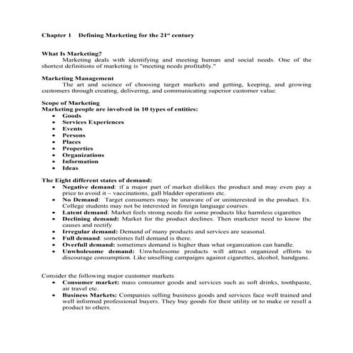 Marketing Management (Summary)