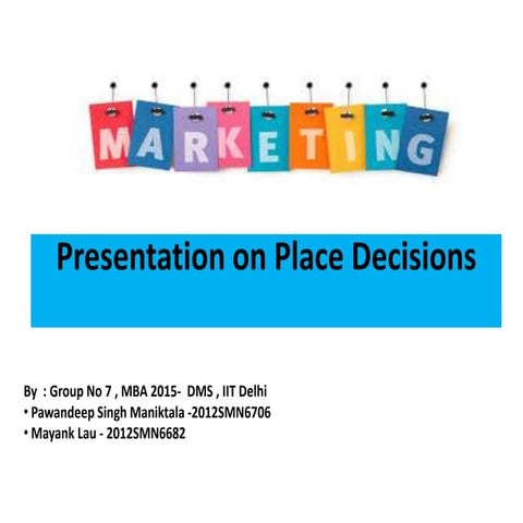 Marketing Mix-Place Decisions