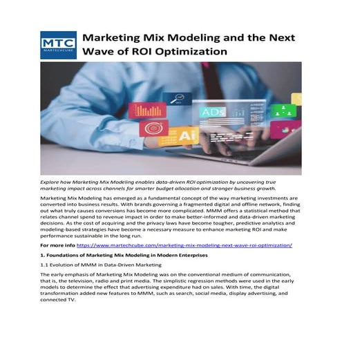 Modern Marketing Mix Modeling Explained | PDF