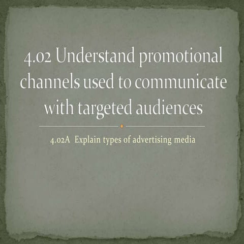 Marketing obj. 4.02 Advertising Media