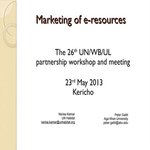 Marketing of e- resources