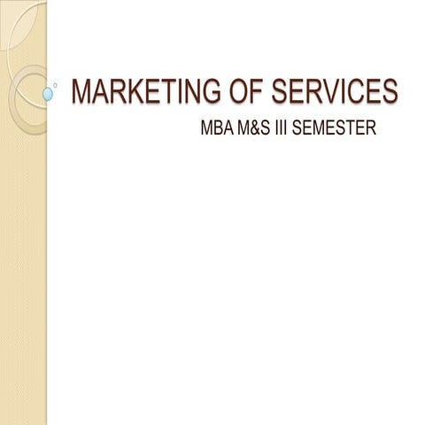 Marketing of services an introduction and facts