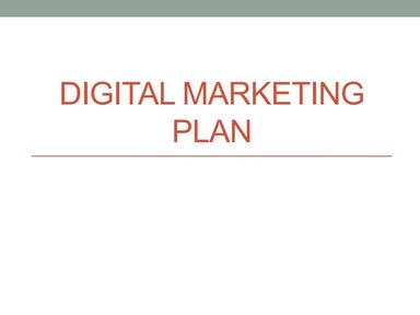 Digital Marketing Plan