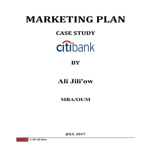 Marketing plan bank