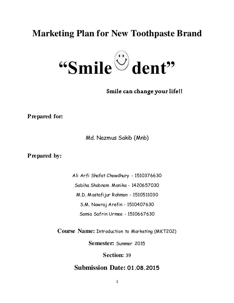 Marketing plan for new toothpaste brand