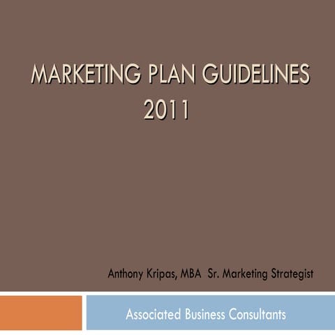 Marketing Plan Guidelines  2011